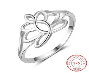 Sommarstil S925 Sterling Silver Ring for Women Girl Size 68 Simple Lotus Ring Fashion Jewelry Wedding Rings Gift High Polishin5707226