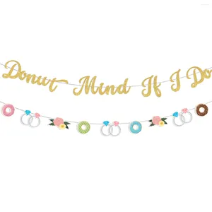 Decoração de festa Donut Bridal Shower Decor Donut Mind If I Do Banner Doce Floral Rosa Teal Ring Garland Bachelorette