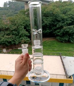 Clear Straight Glass Water Bong Hookahs com filtros de favo de mel Recycler Dab Rig para fumar com 18mm Joint8252042