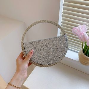 Glitzer-Strass-Abendtasche, kreisförmig, Kuchenform, eingelegte Diamanten, Handtasche, Banketttasche, mehrere Farben erhältlich für einzigartiges Styling