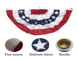 9045CM USA Pleated Semicircle Half Fan Flag Printed American Star and Stripes Brass Buckle Grommets Banner Bunting Decoration LJJ3669363