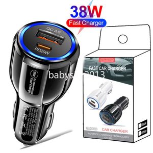 Universal Fast Quick Charging Vehicle Car Charger Dual Ports USB A USB-C Type c PD Car Chargers For IPad Iphone 13 14 15 Pro max Samsung Huawei GPS B1 With Box