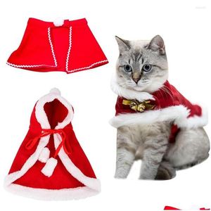 Kedi Kostümleri Noel Komik Noel Baba Kıyafetleri Küçük Kediler Köpekleri Noel Pet Kıyafet Kış Yavru Kıten Kıyafetler Damla Düzen Dhcgx