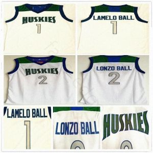 Basketbol Formaları NCAA Chino Hills Huskies Lisesi Lamelo #1 Jersey Ev Beyaz Ed Lonzo #2 Top B Gömlek Mix Sipariş P517 #