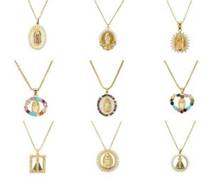 Virgin Mary Kolye Kolye Altın Bijoux Kristal Kolye Kadın Moda Kolye Katolik Jewelry8584835