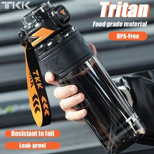 Water Bottles TKK 6008001000ml Sports Watter Bottle Tritan BPA free Straw Portable Leakproof Plastic Drinkware Outdoor Fitness Kettle 231130