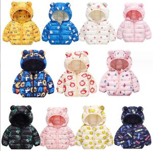 Bebê meninos grils dos desenhos animados jaqueta quente roupas moda inverno crianças com capuz parkas bonito leve criança para baixo casaco acolchoado para 1-3 anos de idade