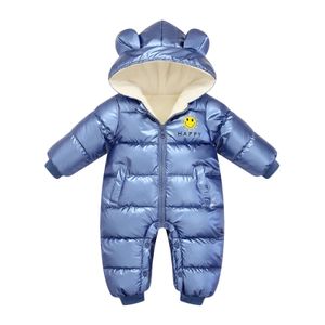 Пуховое пальто для новорожденных, зимняя детская куртка, непромокаемая бархатная одежда для маленьких девочек, зимний комбинезон для мальчиков, комбинезоны с капюшоном для малышей, мантия, комбинезон 231201