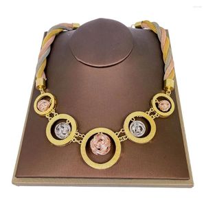 Kedjor afrikanska långhalsband runda armband charm kvinnliga färgglada örhängen dubai brud bröllopsring mode smycken uppsättningar