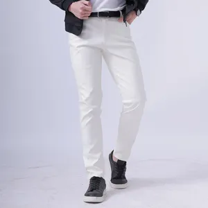 Men's Pants 2024 Tight Motorcycle Faux Leather Men Casual Trousers Pu Feet For Fashion Slim Tight-fitting Pantalon Homme