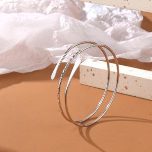 Bangle Silver Color Personality Punk Arm Ring Serpentine Metal Hollowed Out Multi-layer Smooth Bracelet For Women Jewelry