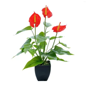 Dekorativa blommor konstgjorda calla Lily Plant Potted Simulation Greenery Bonsai Pot Flower Desktop Ornaments Home Office Bedroom Decoration