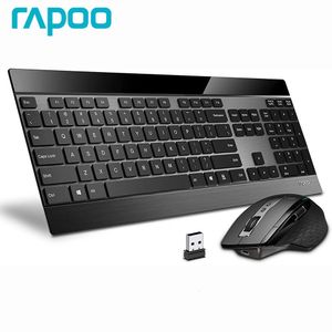 Teclados Rapoo 9900M Multi-Mode Bluetooth Wireless Keyboard e Mouse Combo Conecte até 4 dispositivos Teclado ultrafino e mouse laser 231130