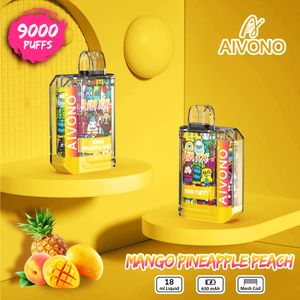 Wholesale Original AIVONO AIM XXL 9000 Puffs feature a pre-filled 19ml E-liquid container and an integrated rechargeable 650mAh battery