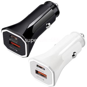 ファーストクイックチャージャー38W PD20W USB Cカー充電器デュアルポートiPhone 11 12 13 14 15 Samsung S21 Note 20 HTC S1用オートパワーアダプター