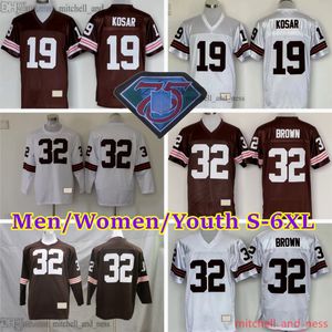 Custom Throwback Football 32 Jim Brown Jersey Vintage 1985 Stitch 19 Bernie Kosar 14 Otto Graham 82 Ozzie Newsome 73 Joe Thomas 42 Paul Warfield 86 Dante Lavelli