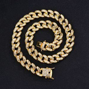 Designer colar cubano link 15mm quadrado diamante corrente cubana de alta qualidade hip-hop trendsetter liga strass para homens e mulheres hip-hop colar masculino jóias