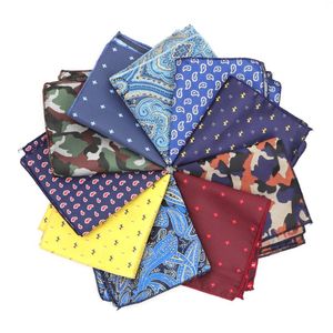 Bow Ties Design Polyester Hanky Classic Paisley Dot Men Pocket Square Jacquard Wedding Party Handkerchief Camouflage