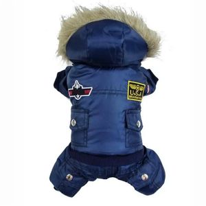 Dog Apparel Hooded Jumpsuit Waterproof Small Airman Fleece Winter Coat Snowsuit Outdoor Cat Parka Jacket Cloth Drop 231201