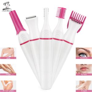 Epilatör 5 in 1 elektrikli kadın epilasyon tıraş makinesi mini düzeltici mini düzeltici tıraş bikini dişi yüz kep alt koltuklu klips epilator 231130