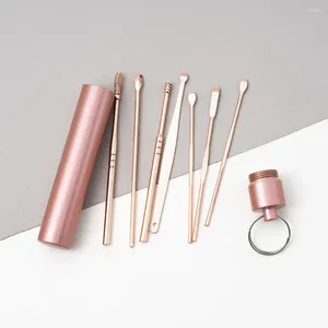 Makeup Brushes Stainless Steel 6/7 Piece Set Of Ear Wax Collector Spiral Spring Earpick Pick Cleaner Portable Beauty Cleaning Tool