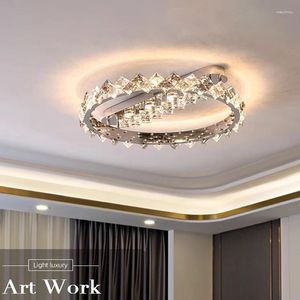 Ceiling Lights 2023 Light Luxury Crystal Pendant Lamps Home Decoration Bedroom Dining Living Room Modern Led Luster Ring