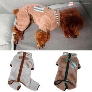 Hundkläder varm fleece valp jumpsuit för små hundar vinter husdjurskläder med spänne pomeranian poodle overall mascotas kattkläder