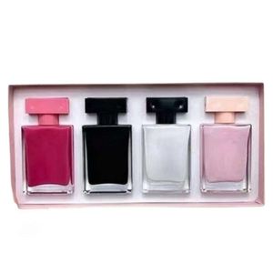 Profumi Fragranze da donna per lei Naxi campione cinese set da 4 pezzi X30ml bottiglia da donna semplice in bianco e nero bottiglia di polvere bottiglia di rosa rossa smerigliata