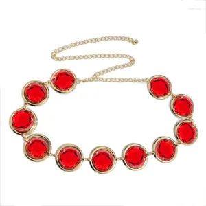 Belts Ladies Belt Fashion Decoration Tunic Agate Crystal Strap Ruby Metal Chain Dress Gifts Rhinestone