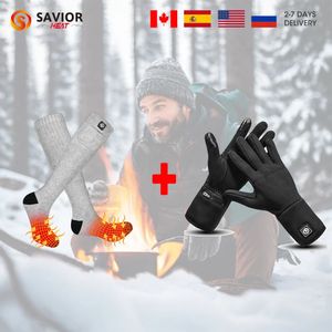 Luvas de esqui salvador calor inverno aquecido meias térmicas mulher meias para homens mão mais quente recarregável esportes de pesca elétrica 231201