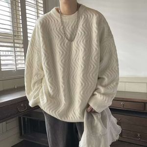 Sweater Men's New Winter Soft And Glutinous Wind Japanese Lazy Style Pullover Knit Sweater For Couples, Solid Color Casual Coat For Men