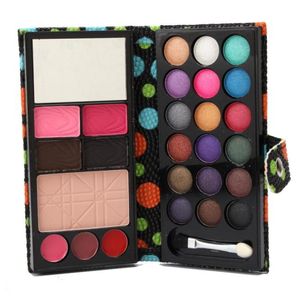 Hela mode Kvinnor damer Vattentät ögonskugga Eyebrow Powder Blush Make Up Palette Polka Dot Pu Wallet Mirror Case 26 Color7988753