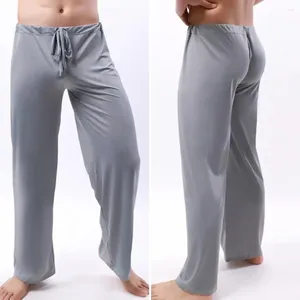 Calças masculinas chiques yoga cordão dormir respirável casual macio