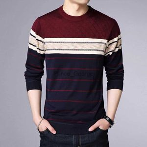 Men's Sweaters Men's Casual Striped Knit Spring and Autumn Long Sleeved Pullover Fashion TopLF231114L2402