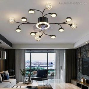 Modern Led Chandelier Ceiling Fan Without Blades Bedroom Lamp Fans With Lights Decorative Lamps