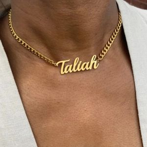 Collane con ciondolo Collana personalizzata con nome inglese antico Catena cubana in acciaio inossidabile Regali personalizzati fatti a mano per feste di moda 231201