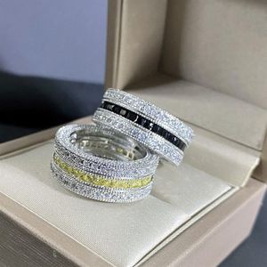 Urocze kobiety dzwoni białe złoto Pletel CZ Diamond Stone Pierścienie dla dziewcząt kobiety na imprezę ślubny miły prezent 2571