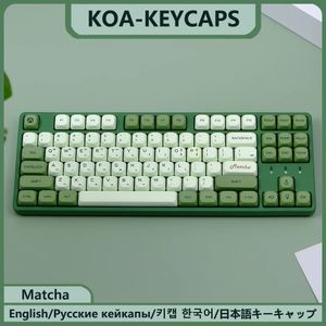 Keyboards KBDiy Matcha KOA Keycap PBT Similar MOA Keycaps Retro 7u MAC ISO Japanese Korean Russian 143 Key Cap Set for Mechanical Keyboard 231130