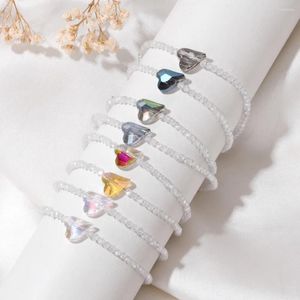 Filo di moda braccialetto di perline di cristallo per le donne cuore lucido farfalla fascino vetro braccialetti cechi ragazza gioielli fatti a mano femminile