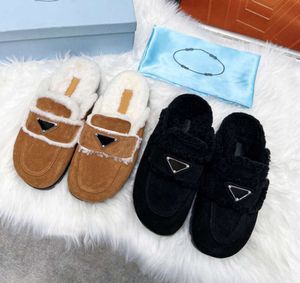 Slippers Designer Woman Fashion Luxury Warm Memory Foam Suede Plush Shearling Lined Slip on Indoor Outdoor Clog House High quality Trendy Shoes