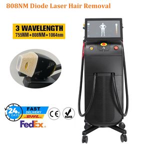 Diode Laser Hair Removal Machine Skin Rejuvenation 755nm 808nm 1064nm Triple våglängd Fast permanent hårborttagare 40 miljoner skott