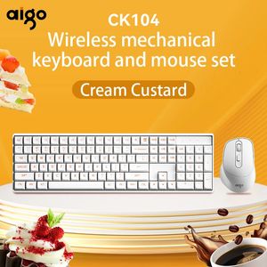 Keyboards Aigo CK104 Mechanical Keyboard Mouse Set 2 4G Wireless Gaming Red Switch 106 Key Gamer Ergonomic 4 button 231130