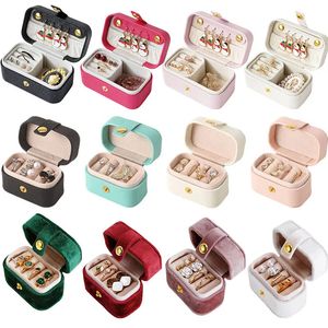 Jewelry Boxes Mini Portable Storage Organizer Travel PU LeatherVelvet Earring Necklace Display Ring Jewel Holder 231201
