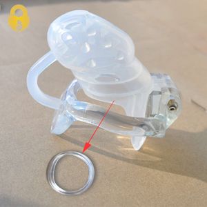 New HT v3 Cock Cage Penis ring Male Small barbed Silicone Cage With fixed Resin Ring Chastity Device Adult Sexy toys A362-1