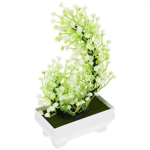 Dekorativa blommor Dekorationer Artificial Potted Plant Faux Plastic Fake Bonsai