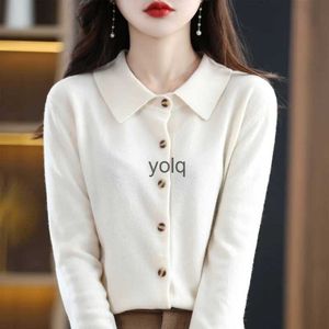 Women's Sweaters women's Lapel Pure Wool Cardigan Autumn And Winter New Merino Cashmere Sweater Long Sleeve Formal Knitting Top S-xxlyolq