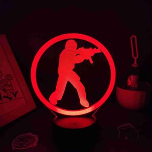 Insegna al neon a LED CS GO Counter-Strike Game Mark Lampade 3D Led Neon RGB Luci notturne Regali di compleanno Camera da letto Comodino Decorazione colorata YQ231201