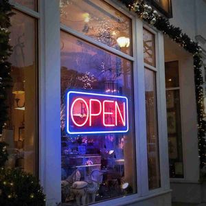 Insegna al neon a LED Negozio a LED Segno aperto Luci al neon APERTO Insegne commerciali Appeso a parete Lampada da notte Casa per bar Negozi di caffè Cartellone Decorazioni natalizie YQ231201