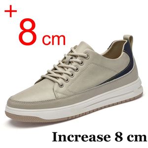 Dress Shoes Leather Heightening for Men Insole 6cm 8cm Heels Casual Lift Height Man Sneakers Elevator Comfortable 231130