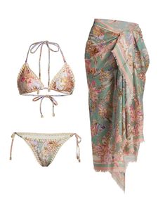 Calças femininas estampa floral moda biquíni e cobrir bandagem separada bandeau maiô tanga sutiã 2023 luxo 231201